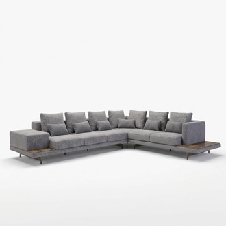 Luxus Grau Polstersofa L-Form Couchtisch mit Beistelltisch Wohnzimmer