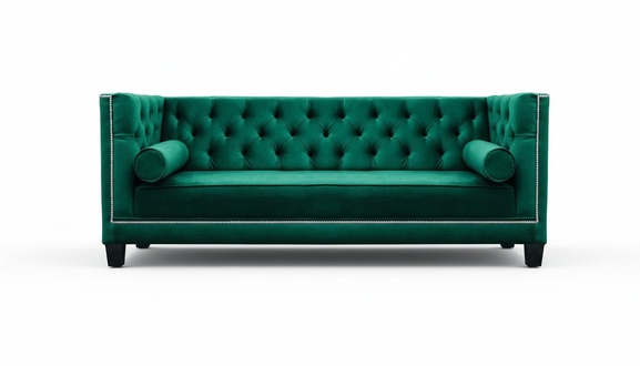 Luxus Grün Chesterfield Samt Dreisitzer Polster Möbel Hotel Wohnzimmer Praxis