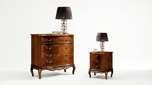 Luxus Italienische Möbel Groß Kommode Schrank mit 4 Schublade Holz Braun