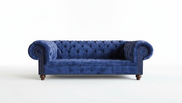 Luxus Klasse Chesterfield Blaue Textil Stoff Sofa Couch Sofas Couchen