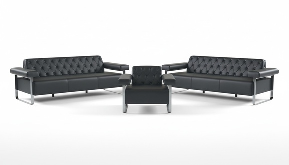 Luxus Komplett Sofas 3tlg Schwarz 3-Sitzer Chesterfield Sitzmöbel Modern