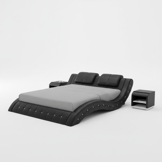 Luxus Leder Bett USB Design Polster Betten Doppel 140/160/180 LB8824