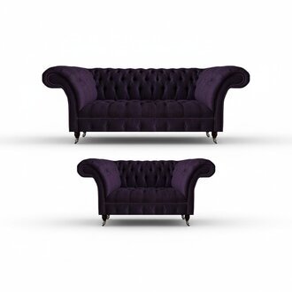 Luxus Lila 2x Sofas Einrichtung Wohnzimmer Garnitur Polstermöbel Chesterfield