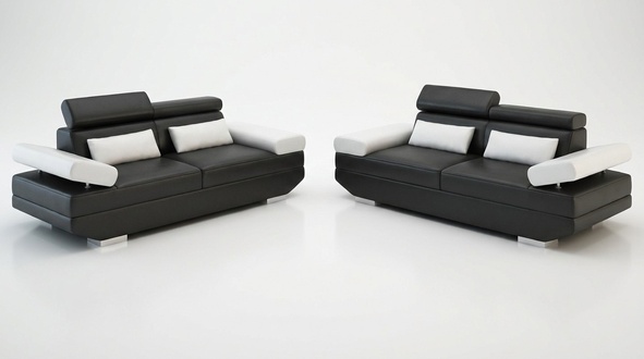 Luxus Möbel Sofagarnitur Couch Sofa Polster 3+3 Sitzer + Hocker Wohnzimmer