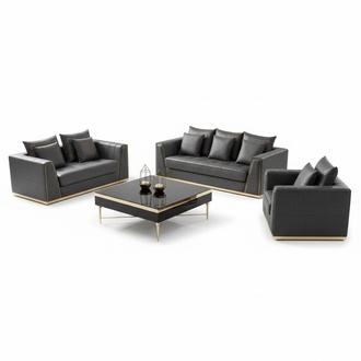 Luxus Möbel Sofagarnitur Couch Sofa Polster 3 2 1 Sitzer mit Couchtisch