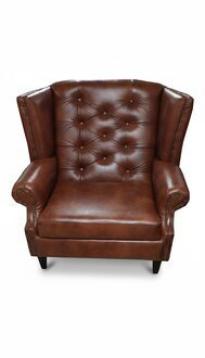 Luxus Ohrensessel Chesterfield Sessel Leder Braun Couch Modern