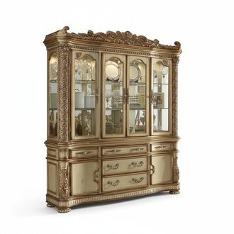 Antike Schaufenster Vitrine aus Holz im Rokoko Design Sofort