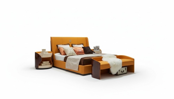 Luxus Schlafzimmer Doppelbett Bett 180x200cm Leder Neu Hotel Betten