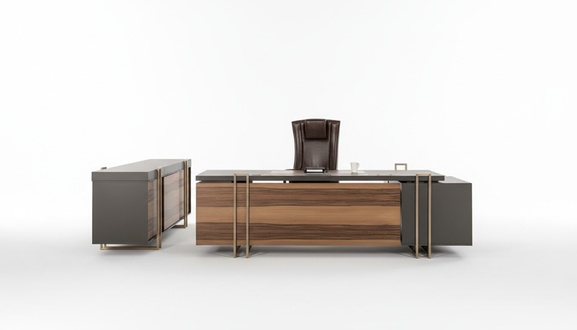 Luxus Schreibtisch Leder Holz Tische Büro Tisch Einrichtung Designer Tische Neu