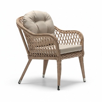 Luxus Sessel Rattan Modern Terrasse Hochwertig Sessel stilvoll Farbe beige