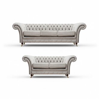 Luxus Set 2tlg Dreisitzer mit Zweisitzer Sofas Chesterfield Polstermöbel Sitz
