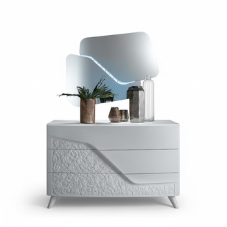 Luxus Set 2tlg Kommode Spiegel Kommoden Holz Konsole Modern Design Weiß Neu
