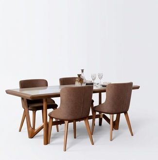 Luxus Set Esszimmer Esstisch Stuhl Tisch Tische Stühle Holz Design 5 tlg Neu