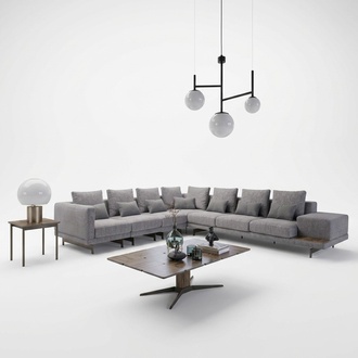 Luxus Set Wohnzimmer Polstersofa L-Form Couchtisch mit Beistelltisch