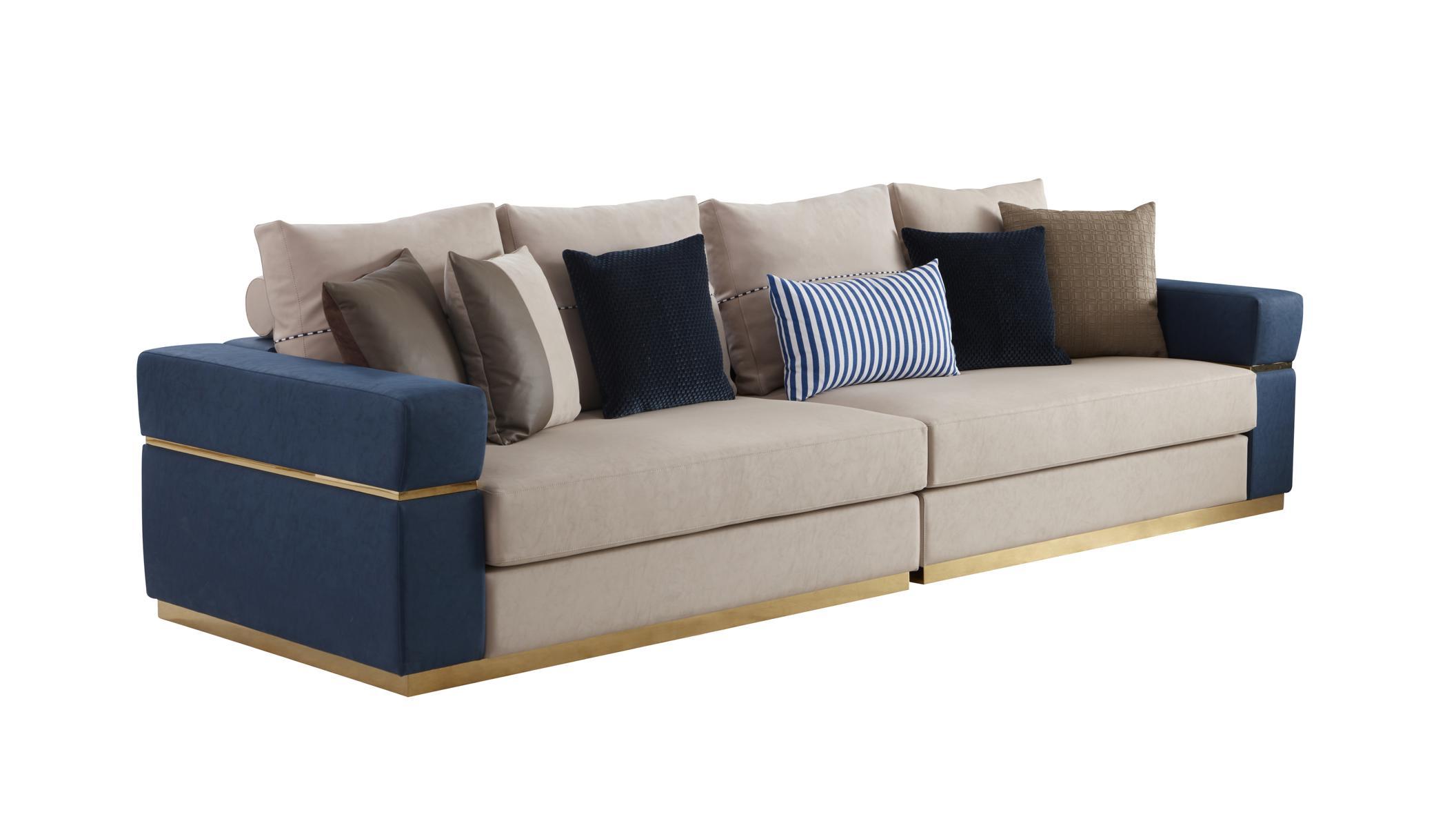 Sofa Dreisitzer Nerz Stoff Wohnzimmer Design Couchen Polster Sofas Luxus Textil
