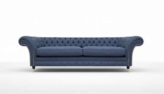 Luxus Sofa Couch Zweisitzer Blau Textil Stoff Wohnzimmer Chesterfield