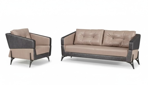 Luxus Sofagarnitur Sofa Beige Arbeitszimmer Sessel Dreisitzer Sitzer 3+1