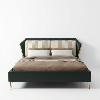 Luxus Textil Bett Doppel Design Schlafzimmer Klassische Betten Grün
