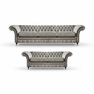 Luxus Textil Komplett 2x Sofas Couchen Wohnzimmer Komplett Set Chesterfield