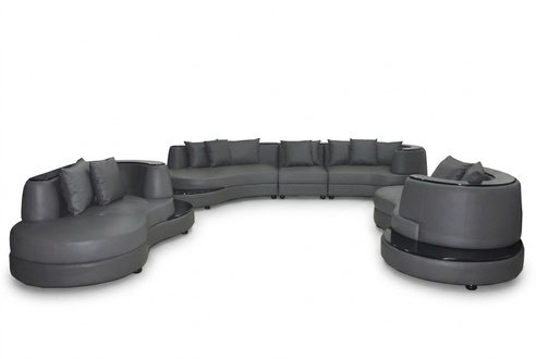 Luxus Wohn Eck Leder Deko Garnitur Landschaft Polster Ecke XXL Big Sofa