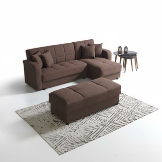 Luxus Wohnzimmer Set Hocker+ Ecksofa L-Form Modern Set Relax Komplett