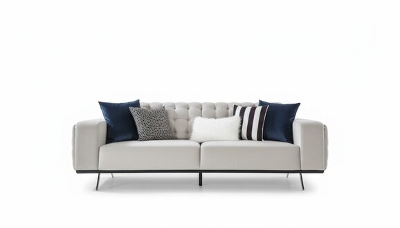 Luxus Wohnzimmer Sofa 2 Sitz Zweisitzer Weiß Couch Chesterfield Couchen Neu