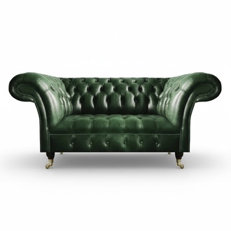 Luxus Zweisitzer Sofa Couch Grün Leder Sofa Wohnzimmer Luxus Design Chesterfield