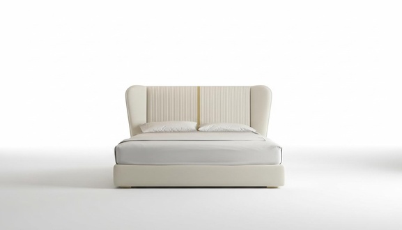 Luxusbett Beige Modernes Polsterbett Komfort Schlafen Stilvolles Design Bett
