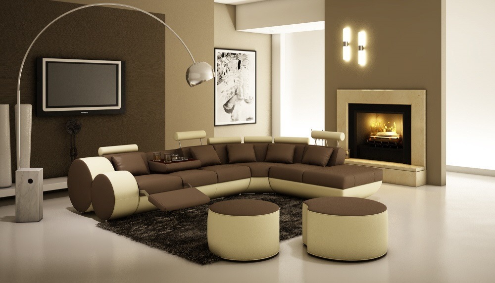 Ledersofa Couch Sofa Ecksofa Modell Madrid V L-Form