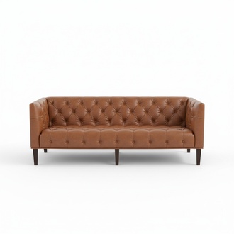 Männer Club Chesterfield Sofa Couch Leder Polster Dreisitzer Braun