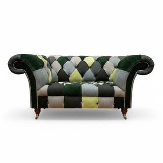 Mehrfarbig Modern Sofa Couch Zweisitzer Textil Wohnzimmer Sitzmöbel Chesterfield