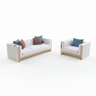 Metall Elemente Leder Textil Couch Polster Sofa Sitz Garnitur Leder 3+1 Sitzer