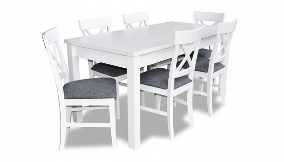 Modern Antik Stil Esszimmer Set Holz Metall Tisch Essgarnitur 6x Stühle Stuhl