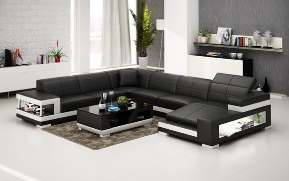 Ledersofa Couch Wohnlandschaft Modern Ecksofa Dekor Eck Design Garnitur