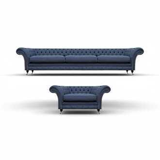 Modern Design Möbel Wohnzimmer Set 2tlg Dreisitze Sofa mit Sessel Chesterfield