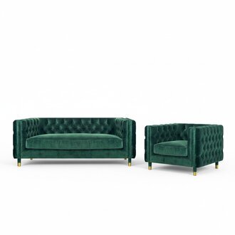 Modern Grün Design Sofa Couch Dreisitze Stoff Sessel Sofagarnitur Chesterfield