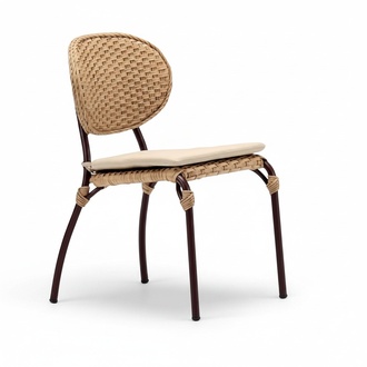 Modern Hochwertig Terrasse Stuhl Beige Luxus Stühle stilvoll Rattan Stil