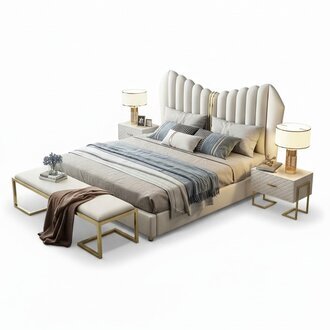 Modern Luxus Betten Polster Leder Textil Hochwertiges Schlafzimmer Bett