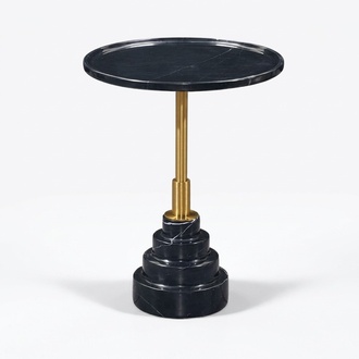 Modern Schwarz Couchtisch Luxus Marmor Tisch Beistell Tische Wohnzimmer Rund