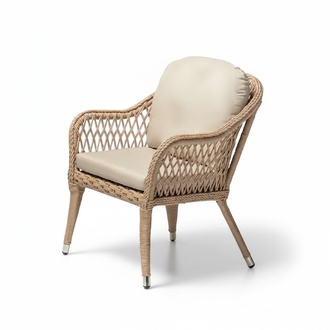 Modern Sessel 1 Sitzer Beige Terrasse Luxus Design Möbel Hochwertig Rattan