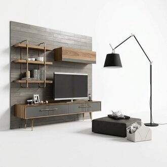 Modern Set TV-Ständer Design Wohnwand Wohnzimmer Wandregal Luxus Wandschrank