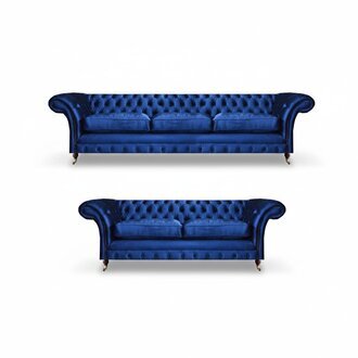 Modern Sofa Komplett Sofa Dreisitzer mit Zweisitzer Couch Sitzmöbel Chesterfield