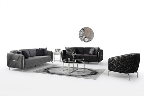 Modern Sofa Set 3 tlg Wohnzimmer Luxus Sofagarnitur 3+3+1 Sitzer Möbel