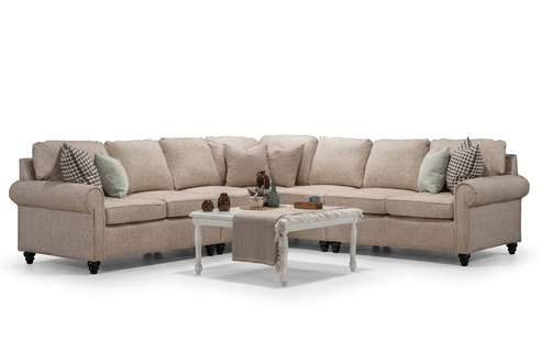 Modern Wohnzimmer Ecksofa-L-Form Design Beige Möbel Luxus Sofa Einrichtung
