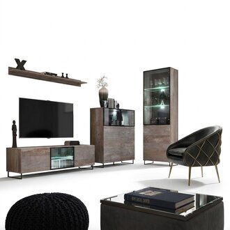 Modern Wohnzimmer Set TV-Ständer Design Einrichtung Vitrine Neu Holz Möbel