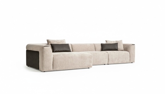 Moderne Beige Eckwohnlandschaft Luxus Ecksofa Polstercouchen