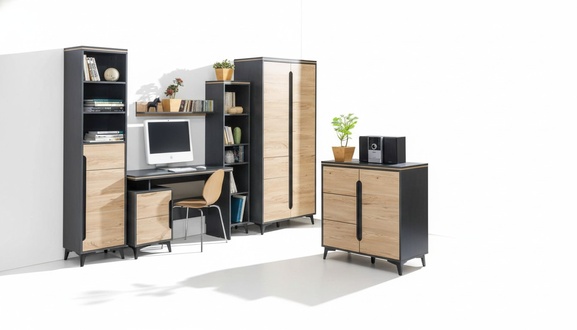 Moderne Büro Zimmer Set Office Einrichtung Komplett Set Möbel Deko Tisch