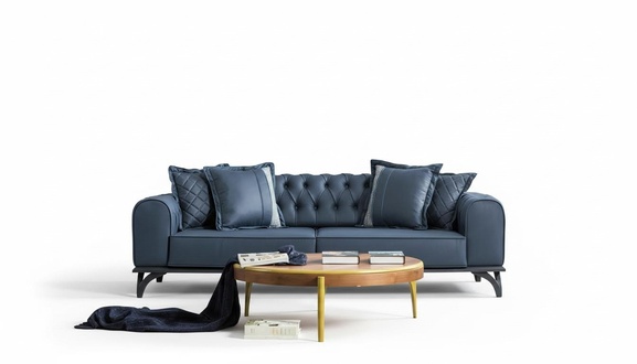 Moderne Chesterfield Couch Polster Möbel Blaue Couchen Sofas Luxus