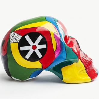 Moderne Dekoration Figur Statue Skulptur Abstrakt 66 cm Totenkopf Schädel