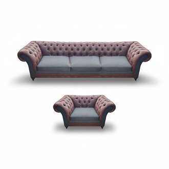 Moderne Designer Sofagarnitur Polster Set Luxus Leder Sofas Couchen Chesterfield